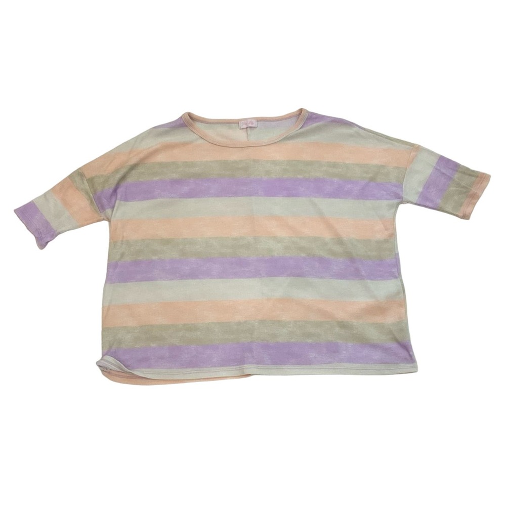 Pink Lily Size Small Pastel Striped Oversized Top Dolman Sleeve Loungewear